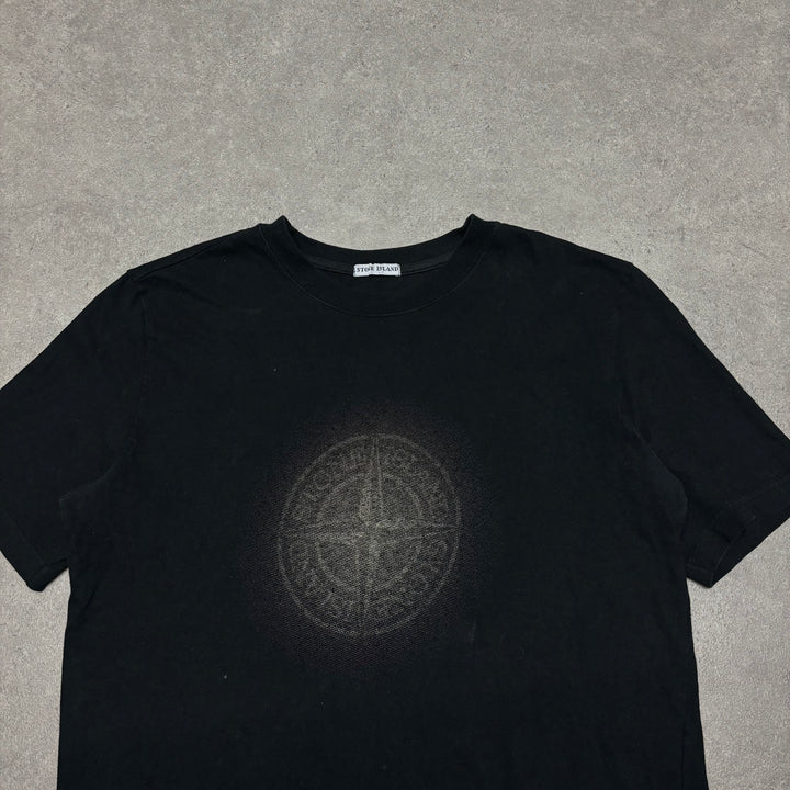2000's Vintage Stone Island Black Graphic T-Shirt (L)