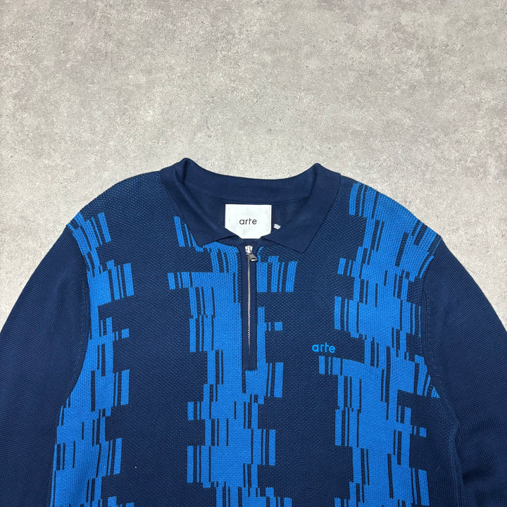 BNWT Arte Blue Know Tertis Knitted Polo Sweater (M)