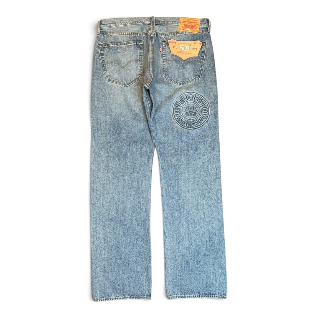 BNWT Stussy x Levis 501 Washed Blue Denim Jeans (36)