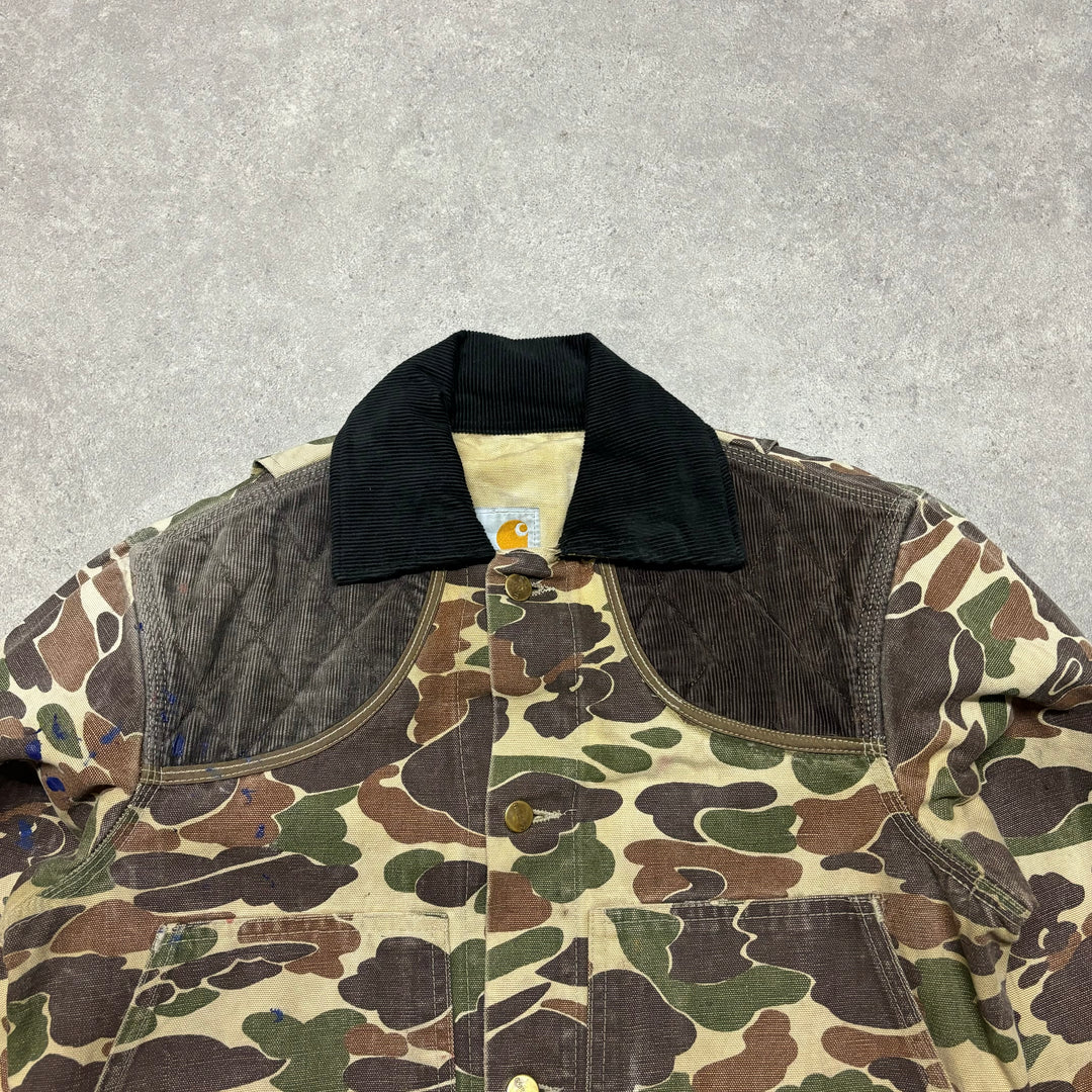 80's Vintage Carhartt Duck Camo Collared Workman Jacket (S)