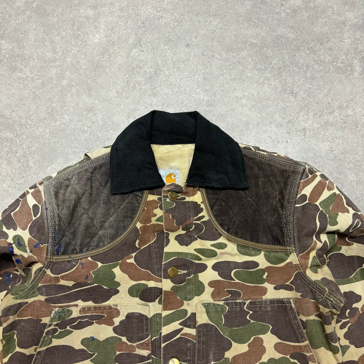 80's Vintage Carhartt Duck Camo Collared Workman Jacket (S)