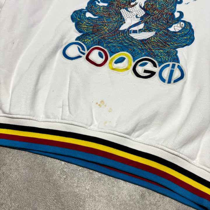 Vintage Coogi White Heavy Embroidered Sweatshirt (XL)