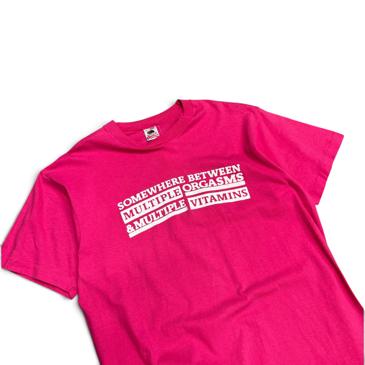Vintage Pink Funny Graphic T-Shirt (L)