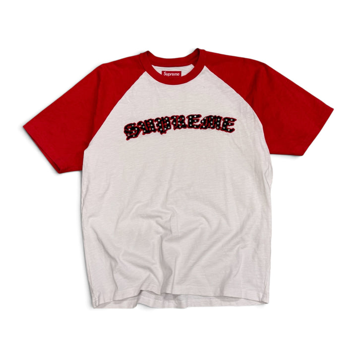 Supreme Rhinestone Raglan T shirt White (M)