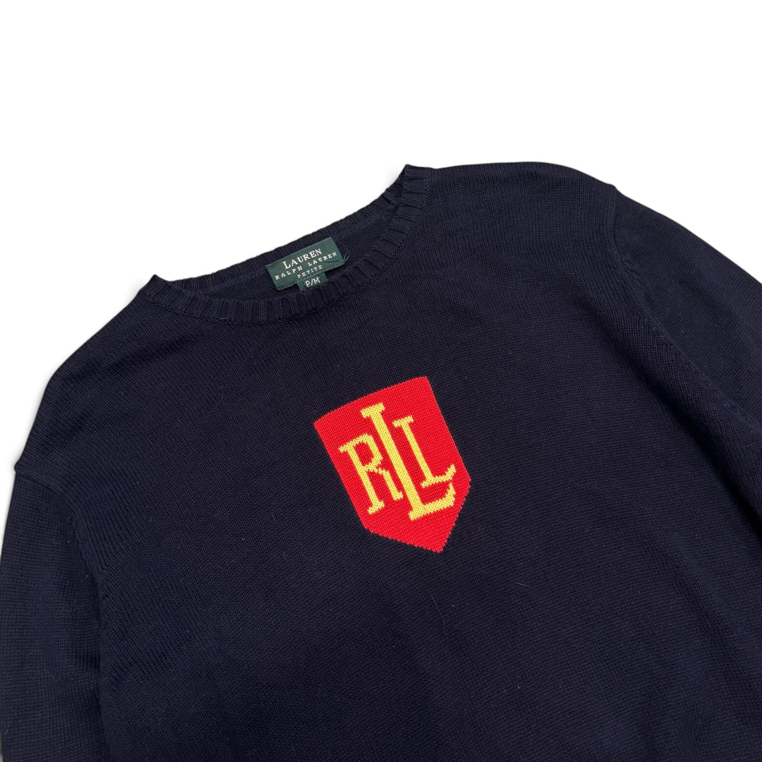 Vintage Polo Ralph Lauren Navy Knitted Jumper (M)