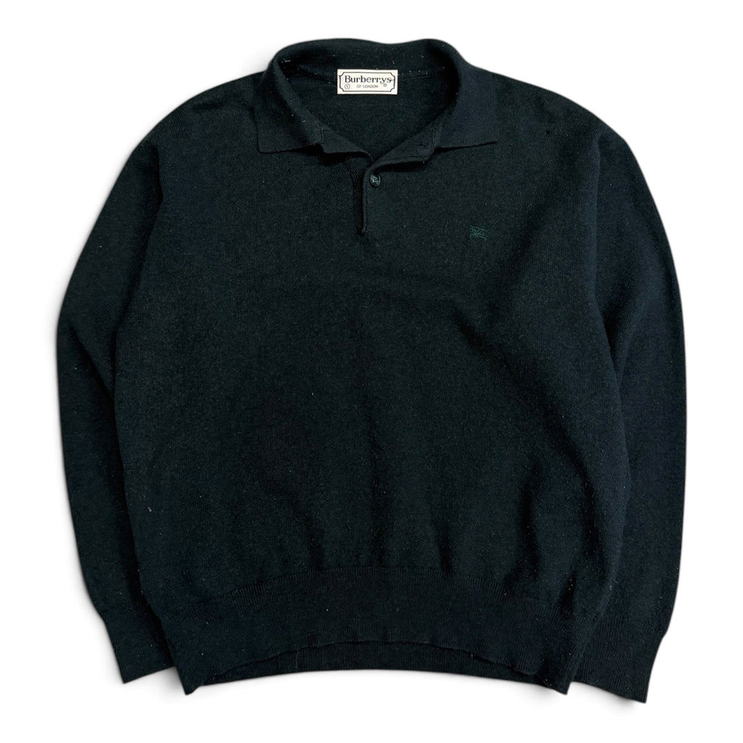 Vintage Burberry Collared Knit jumper Green (M)