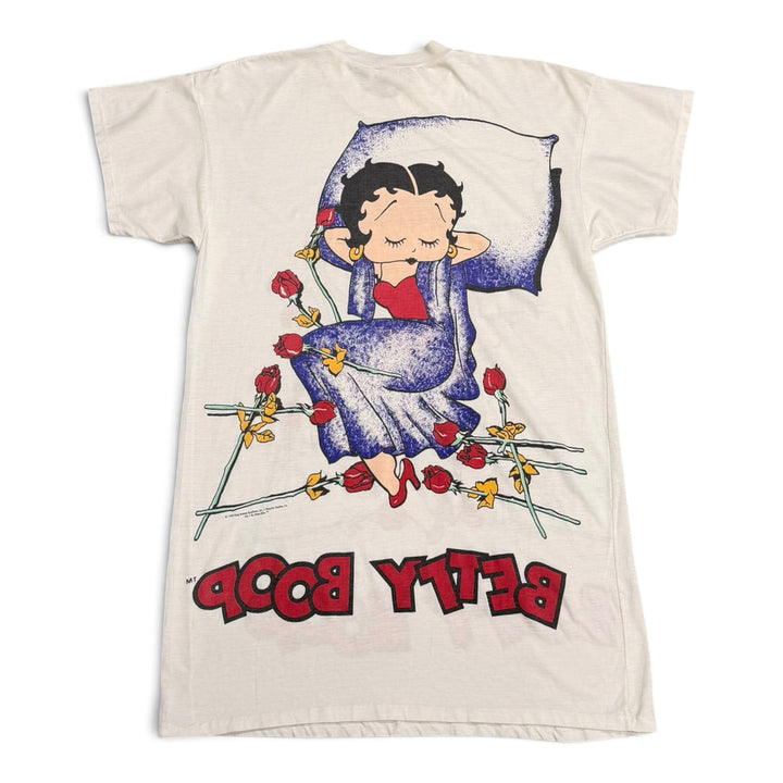 Vintage Single Stitch Betty Boop Graphic T shirt( Dress) White (XL)