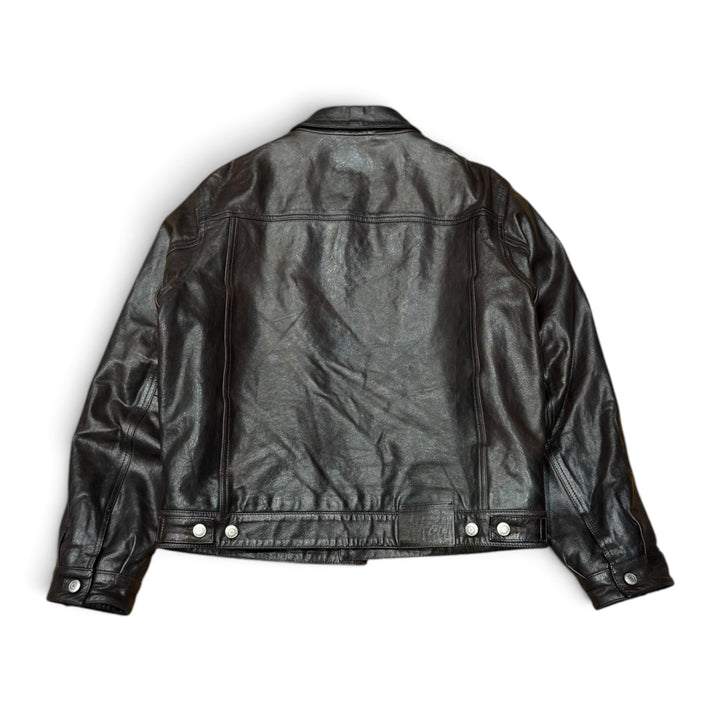 Study Trucker Dark Brown Leather Jacket (M)