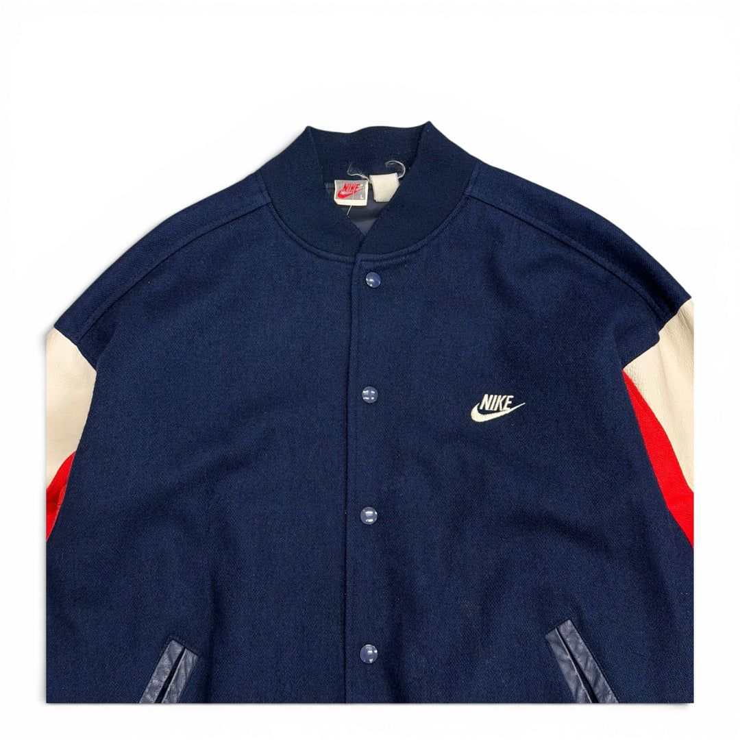 80's Vintage Nike Baseball Navy & Red Varsity Jacket (L)