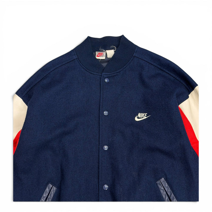 80's Vintage Nike Baseball Navy & Red Varsity Jacket (L)
