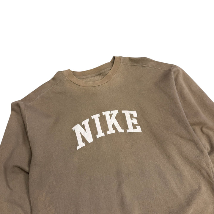 Vintage Nike Big Spell Out Sweatshirt Beige (XXL)