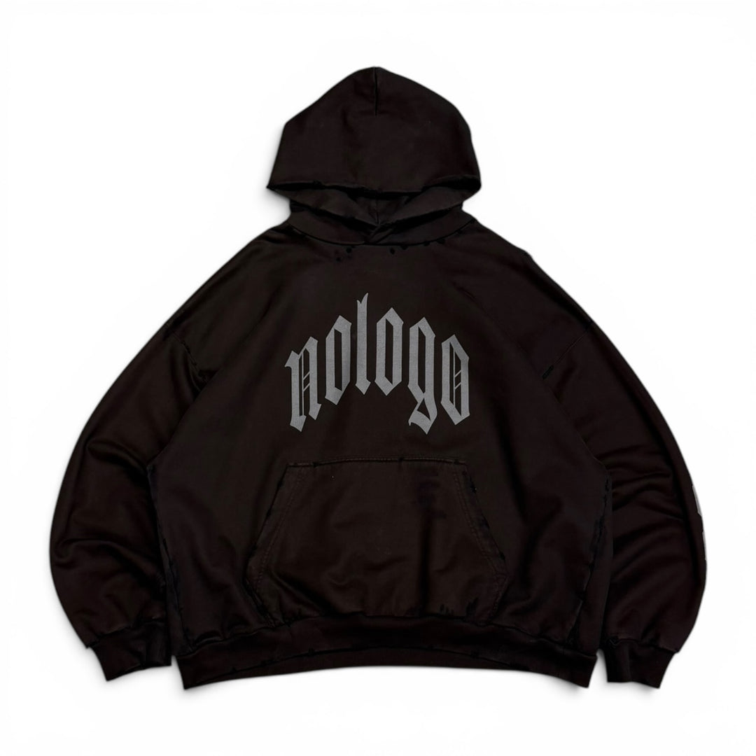 Balenciaga ‘No Logo’ Black Distressed Hoodie (XL)