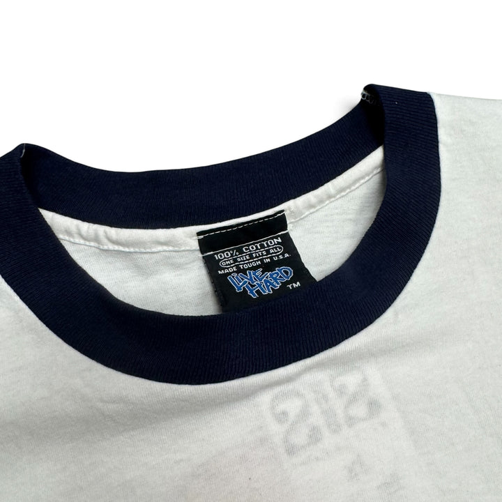 Vintage Live Hard Slackers White Graphic Ringer T-Shirt (XL)