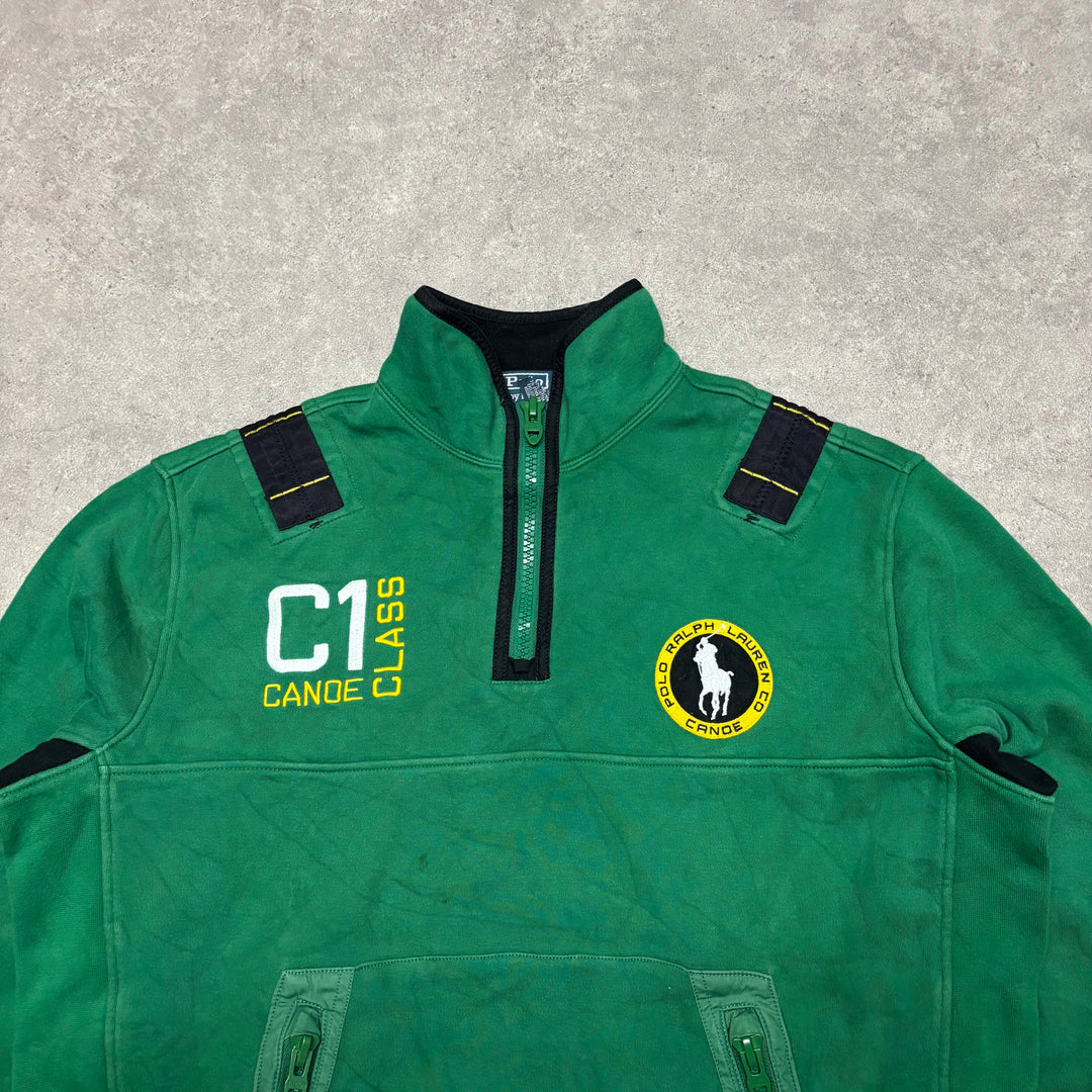 Vintage Polo Ralph Lauren Canoe Green Quarter Zip Jumper (L)