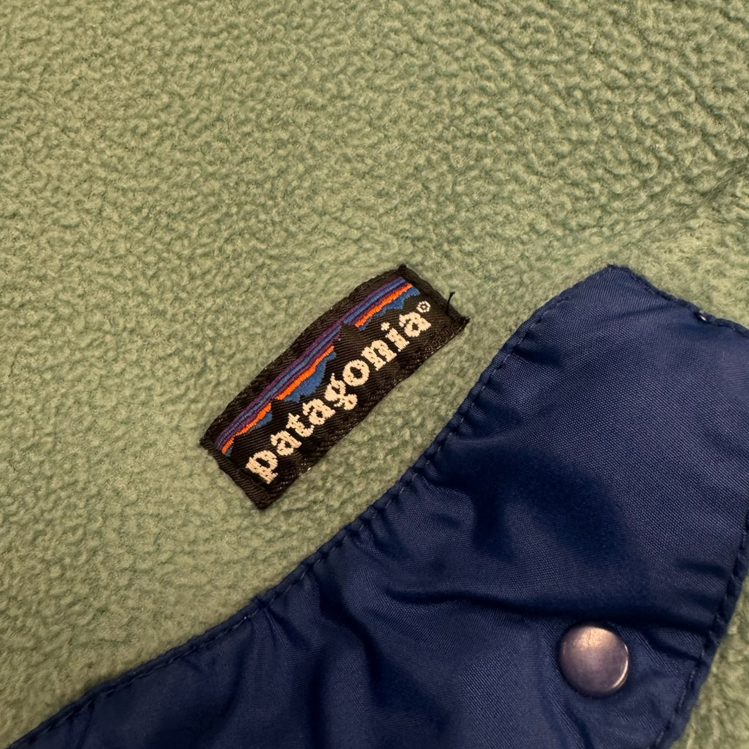 1994 Vintage Patagonia No Snow Logo Blue Snap-T Fleece (L)