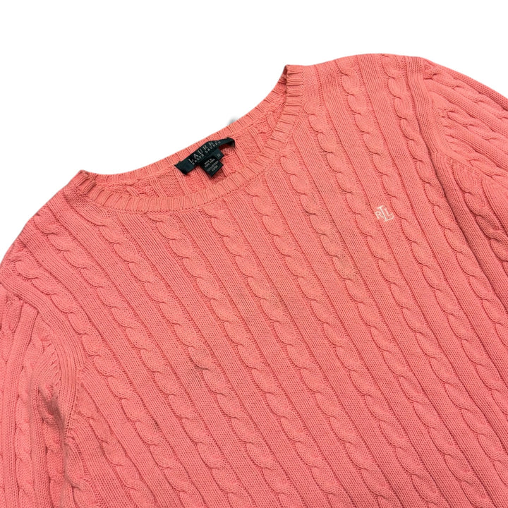 Vintage Polo Ralph Lauren Cable Knitted Pink Sweater (XL)