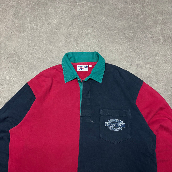 90's Vintage Reebok Two Tone Rugby Polo Shirt (M)