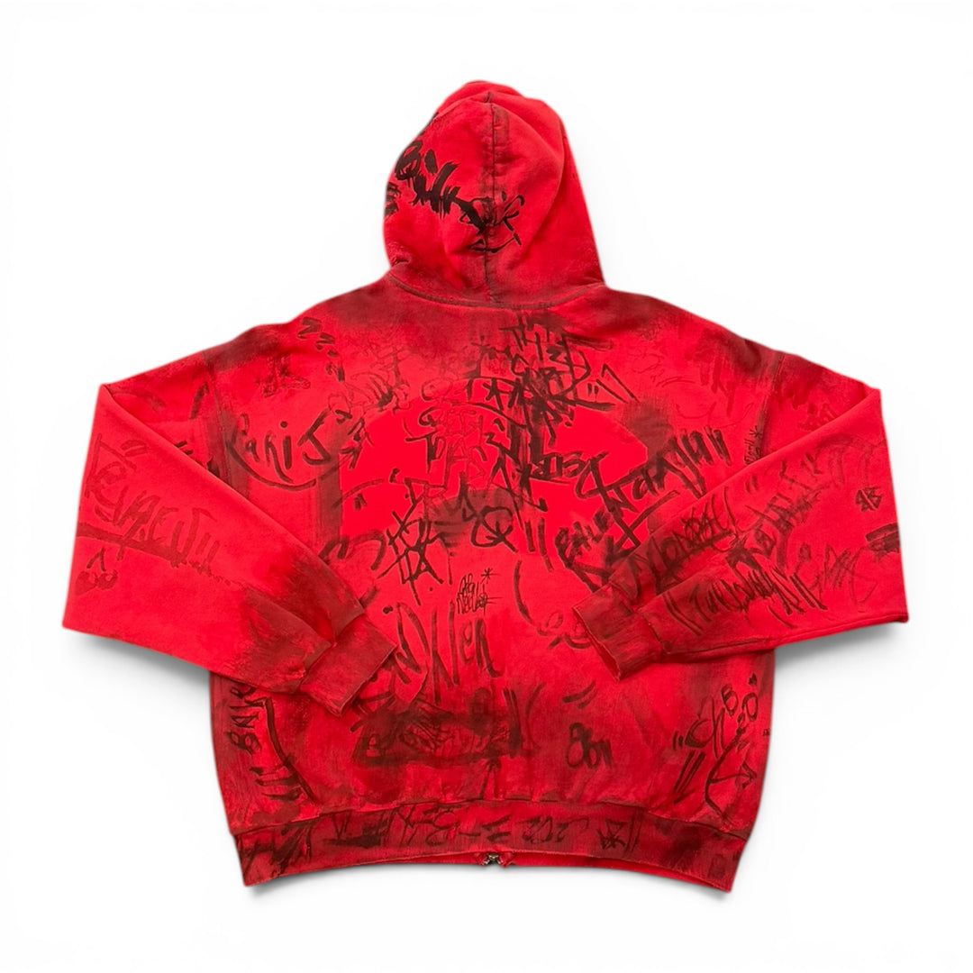 Balenciaga Skater Zip-Up Heavyweight Red Hoodie (L)