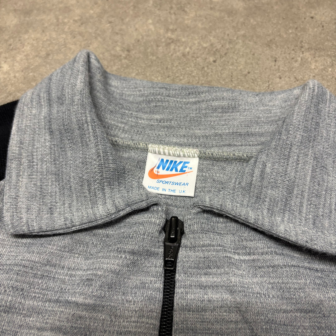 Late 70's Nike Made In Uk Grey Full Zip Collared Sweatshirt (M)
