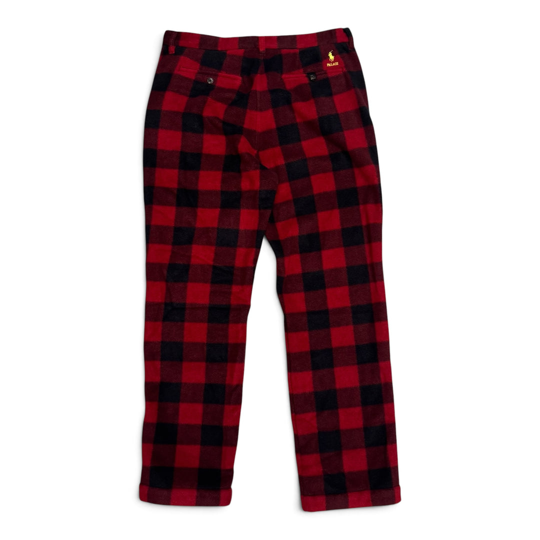Palace x Ralph Lauren Red Checkered Fleece Trousers (34)