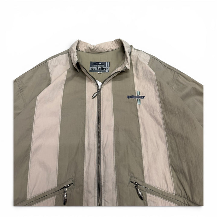 90's Vintage Quiksilver Beige Striped Collared Jacket (XL)