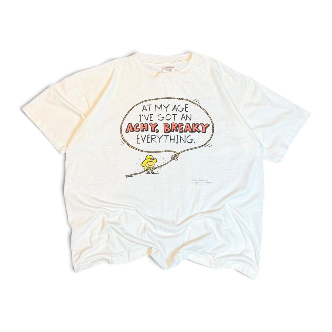 90's Vintage Funny Old White Graphic T-Shirt (XL)