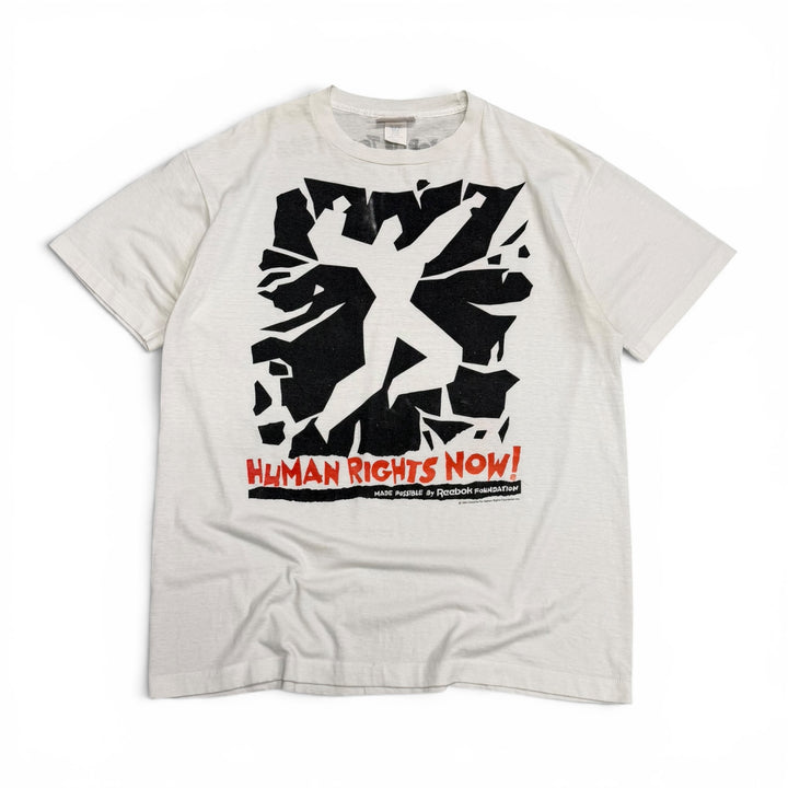 1988 Vintage Reebok Human Rights Now! White Graphic T-Shirt (XL)