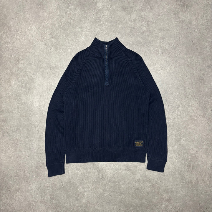 Vintage Polo Jeans Navy Knitted Qaurter Zip Jumper (L)