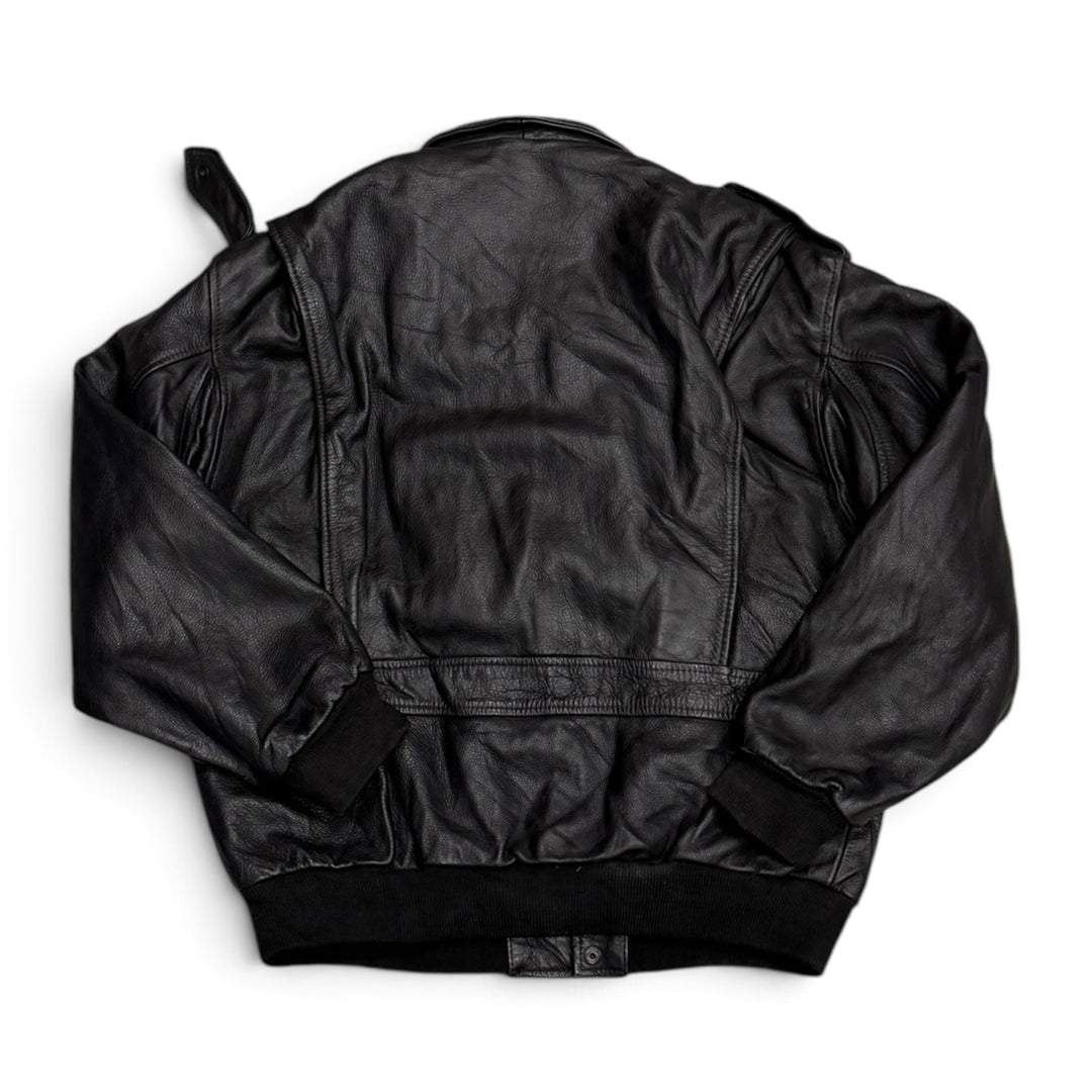 Vintage Pilot Style Leather Jacket Black (M)