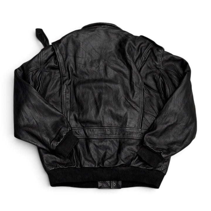 Vintage Pilot Style Leather Jacket Black (M)