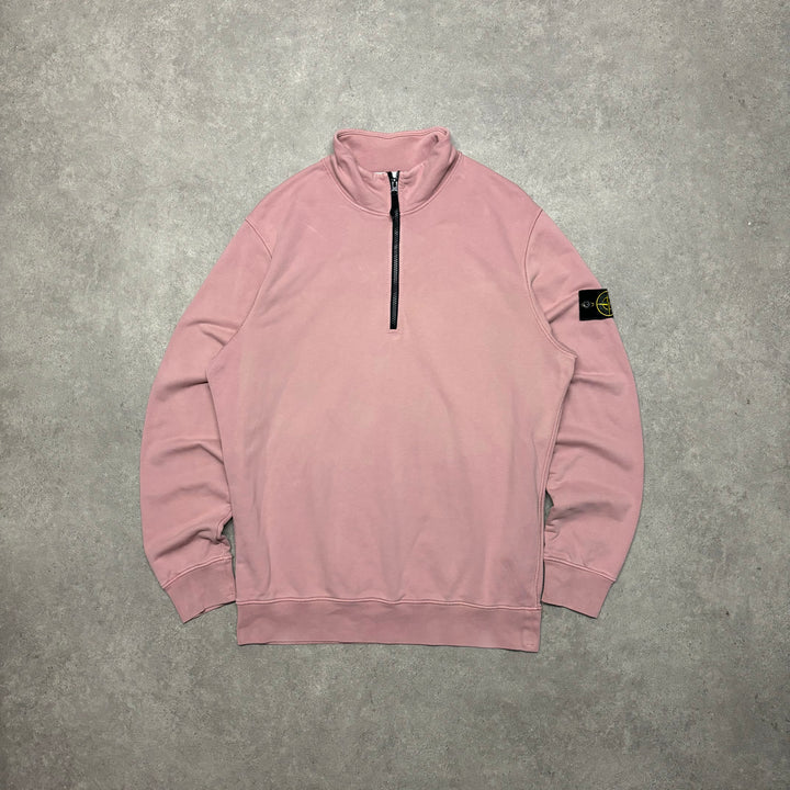 Vintage Stone Island Nude Pink Heavy Cotton Quarterzip Sweatshirt (XL)