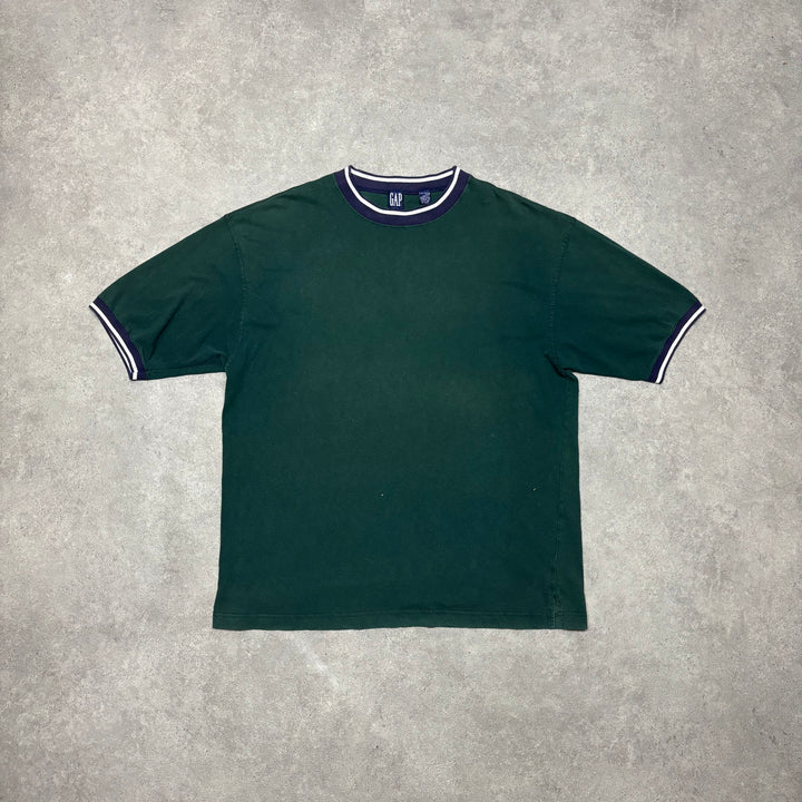 90's Vintage Gap Crewneck Green Heavy Cotton T-Shirt (XL)