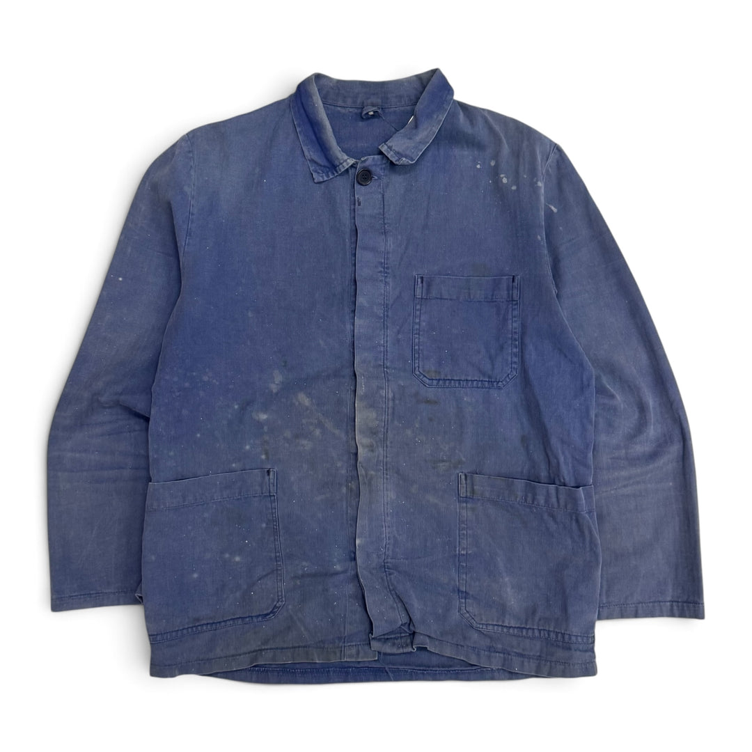 Vintage Distressed Faded Blue French Chore Jacket (M)