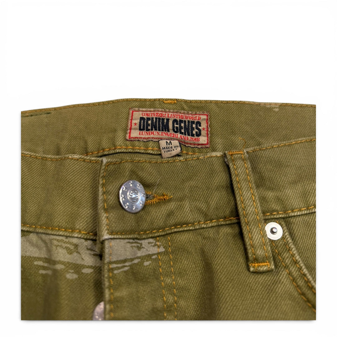 Corteiz Alcatraz Pattern Denim Jeans Green (M)