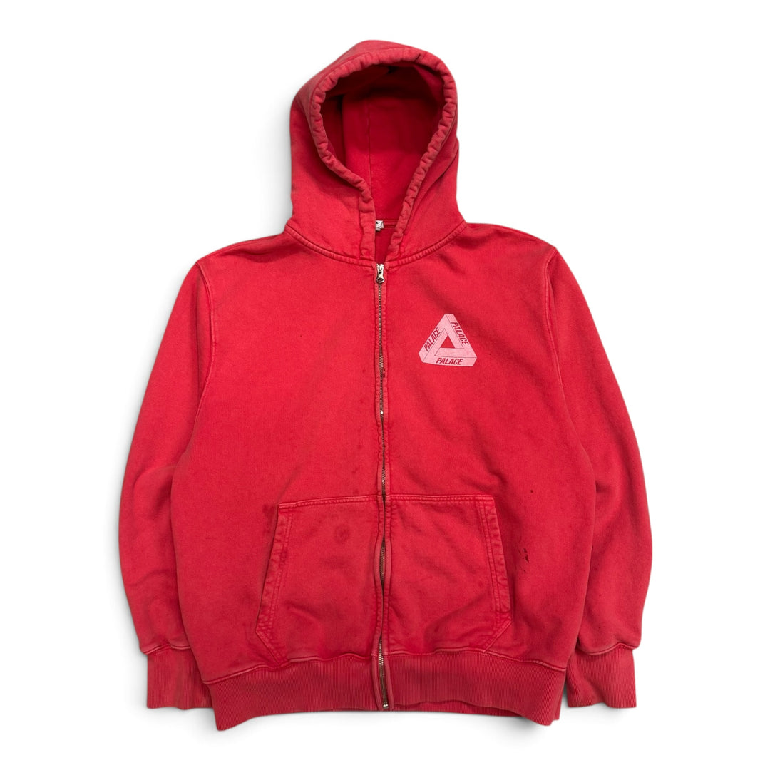 Palace Red Pigment Wash Tri Ferg Zip Up Hoodie (L)