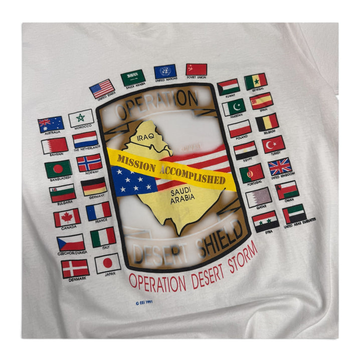 Vintage Operation Desert Shield Graphic T shirt White (XL)