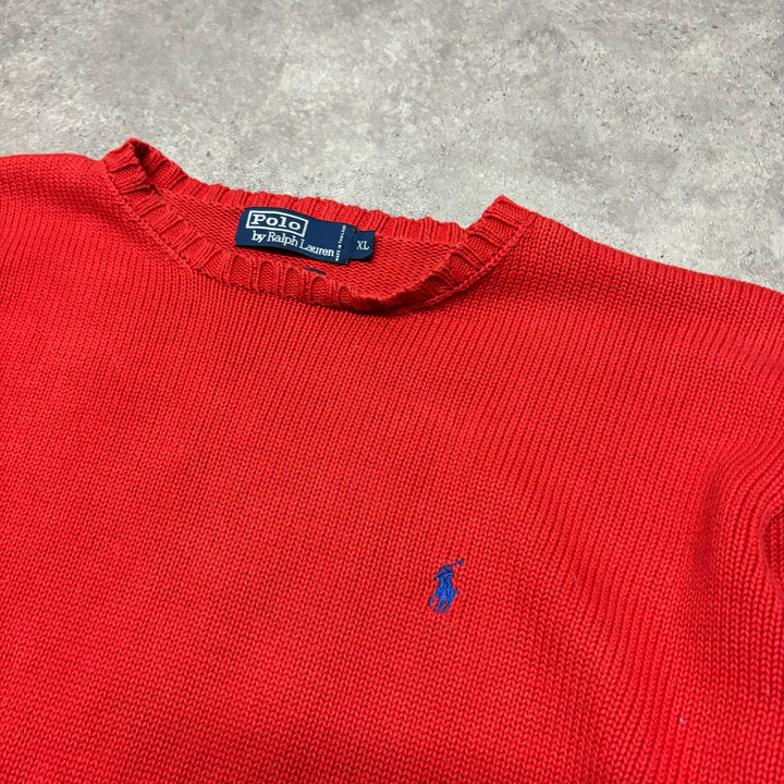 Vintage Polo Ralph Lauren Red Heavy Knitted Sweater (L)