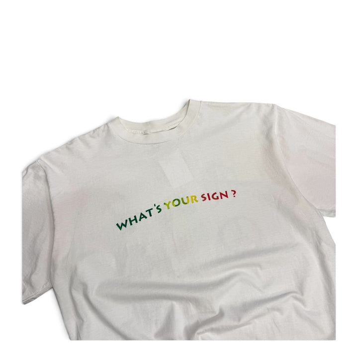 Vintage Whats Your Sign Graphic T shirt White (XL)