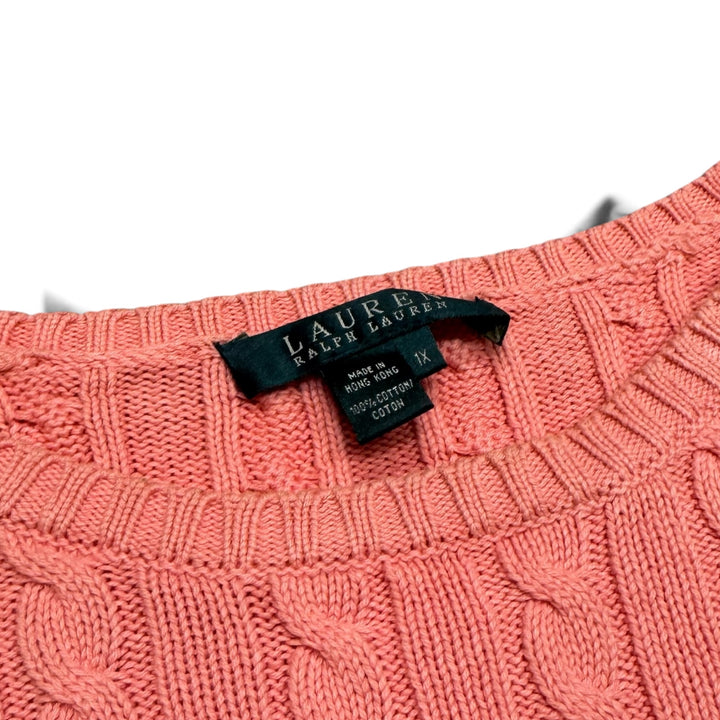 Vintage Polo Ralph Lauren Cable Knitted Pink Sweater (XL)
