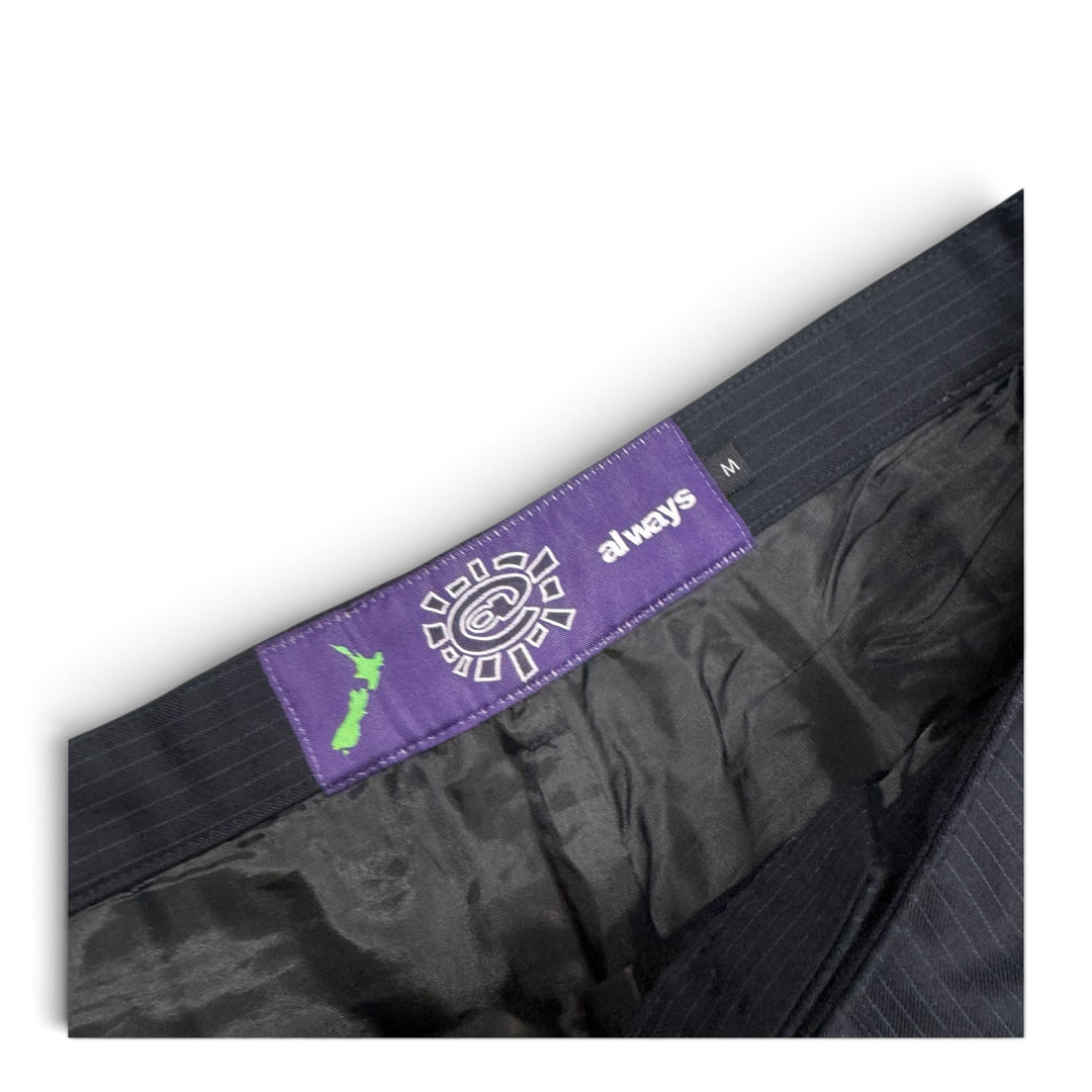 Always Do What You Should Do Baggy Black Pinstripe Suit Trousers (M)