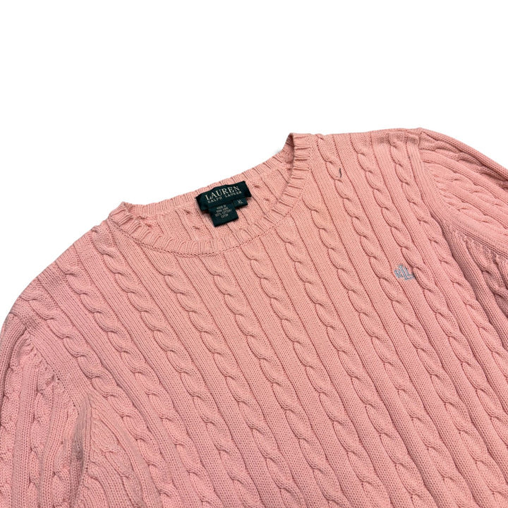 Vintage Polo Ralph Lauren Cable Knitted Pink Sweater (XL)