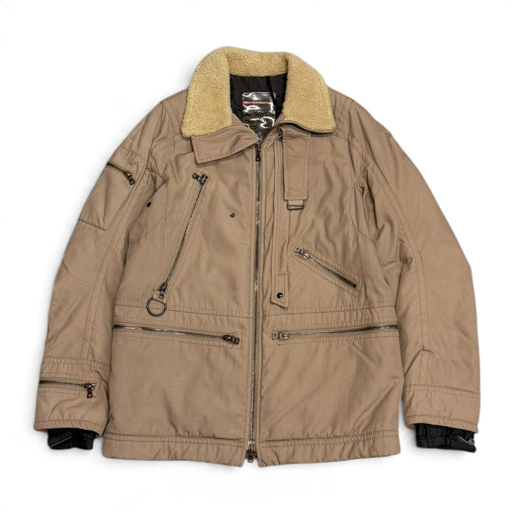 Vintage Prada Sport AW2000 Beige Ski Sherpa Collared Jacket (L)