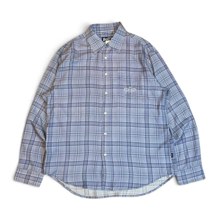 Bott Blue Checkered Lyocell Long Sleeve Shirt (XL)