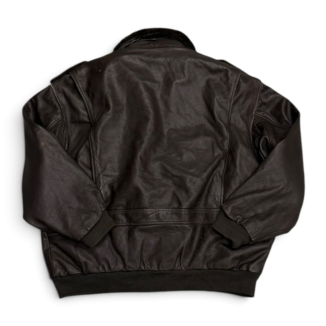 Vintage Pilot Leather Jacket Fur Lined (XL)