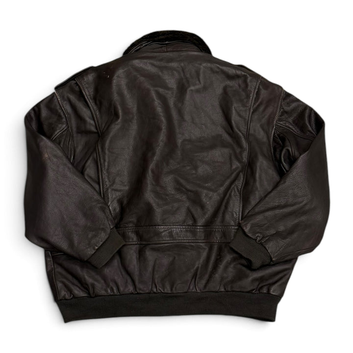 Vintage Pilot Leather Jacket Fur Lined (XL)