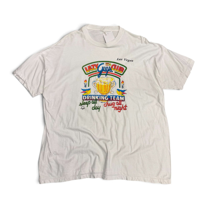 Vintage Lazy Guys Club Graphic T shirt White (XXL)