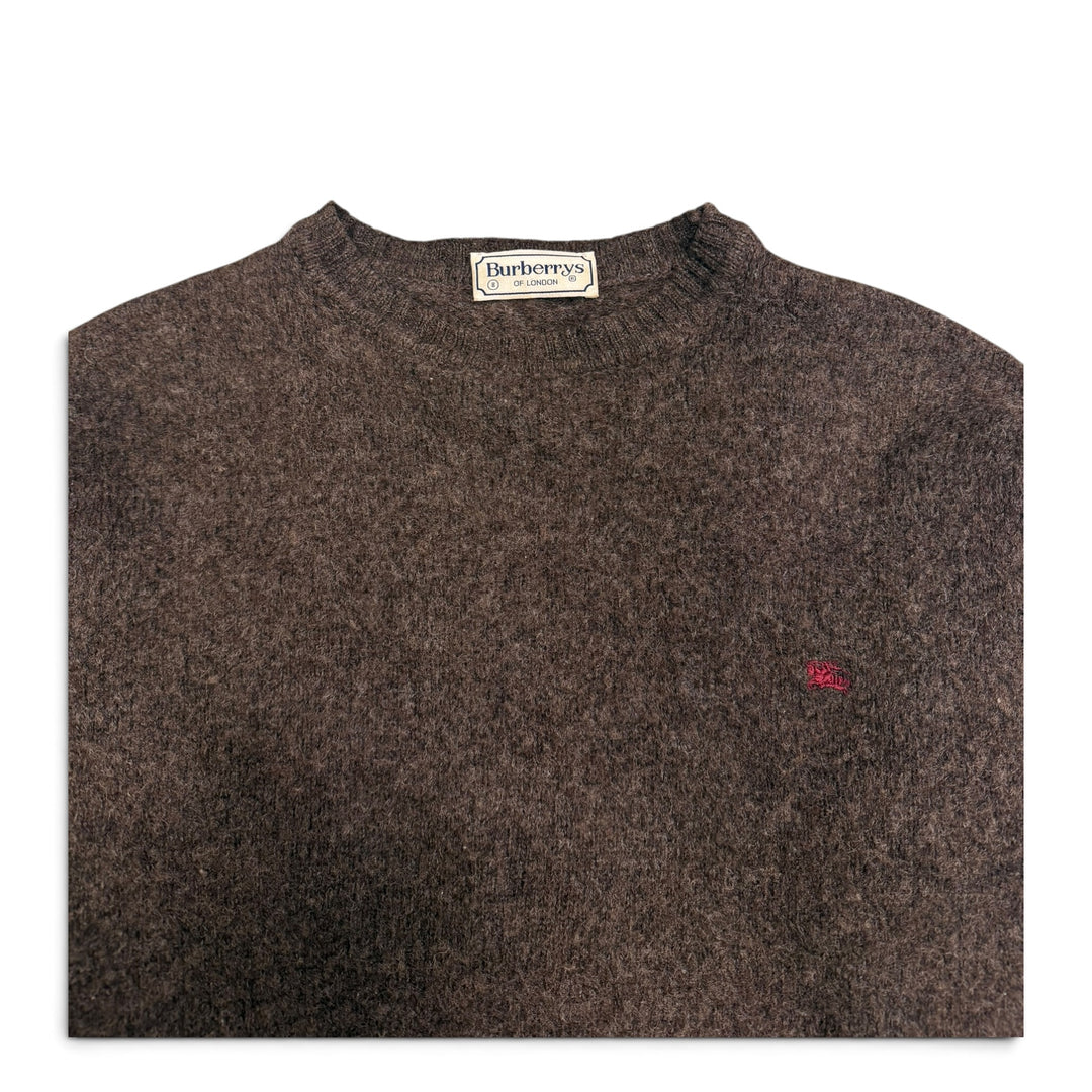 Vintage Burberry Crew Neck Wool Knit Jumper Brown (M)