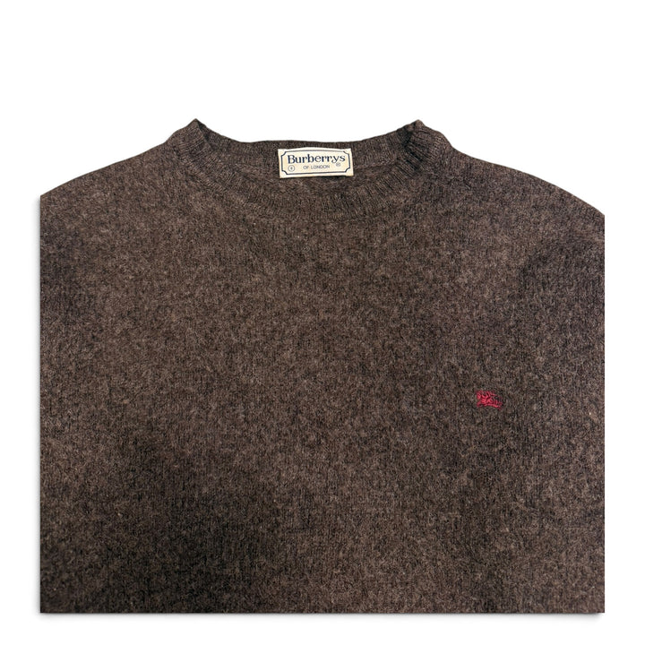 Vintage Burberry Crew Neck Wool Knit Jumper Brown (M)