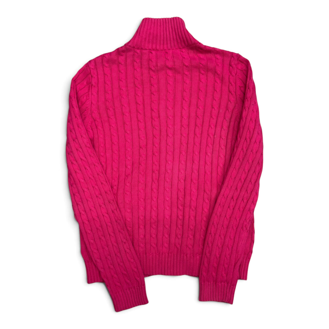 Vintage Polo Ralph Lauren Pink Cable Knit Full Zip Knitted Jumper (M)