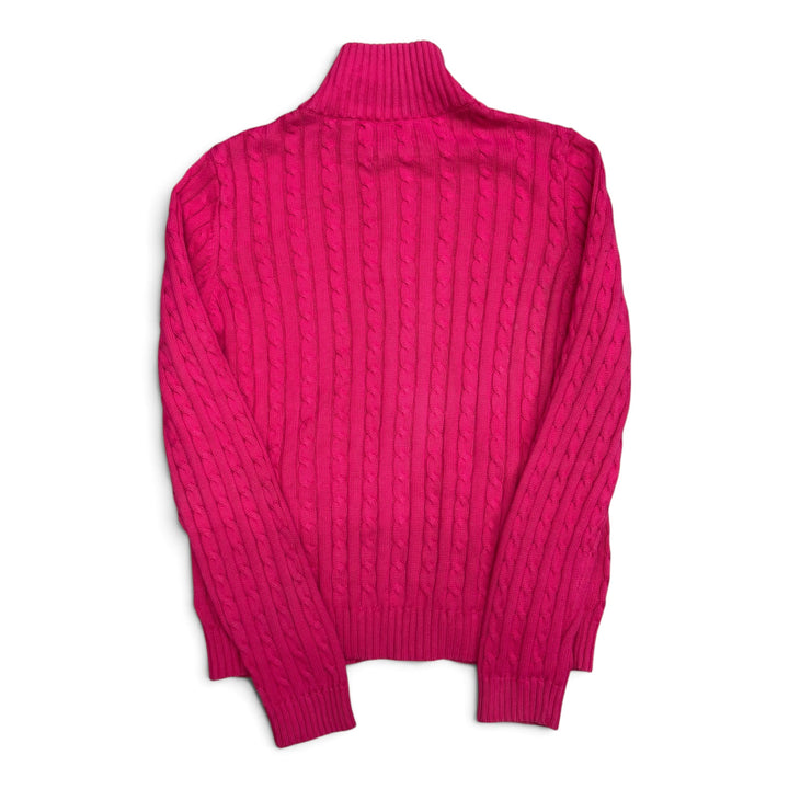 Vintage Polo Ralph Lauren Pink Cable Knit Full Zip Knitted Jumper (M)